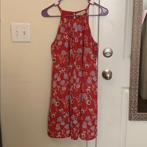 pink rose floral sleeveless dress